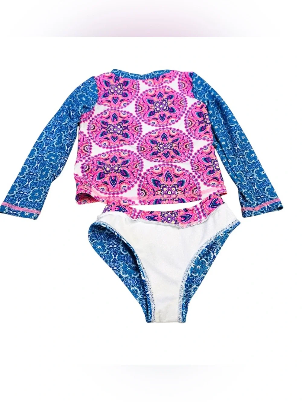 Nicole Miller Girls' Pink & Blue Long Sleeve Rash Guard Swim Set Sz.3T